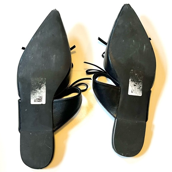 ASOS adorable black faux leather pointed bow slip on flats/mules - Picture 14 of 16